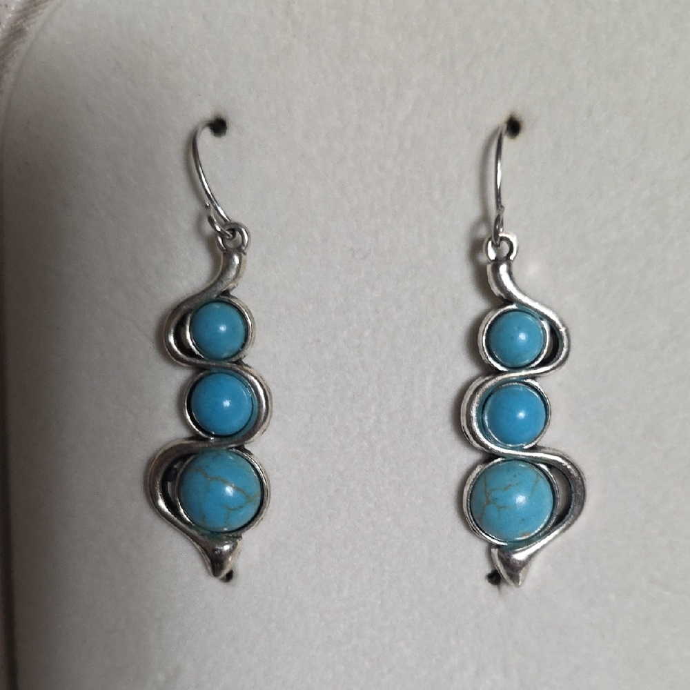 Silver and Blue Dangle Earrings